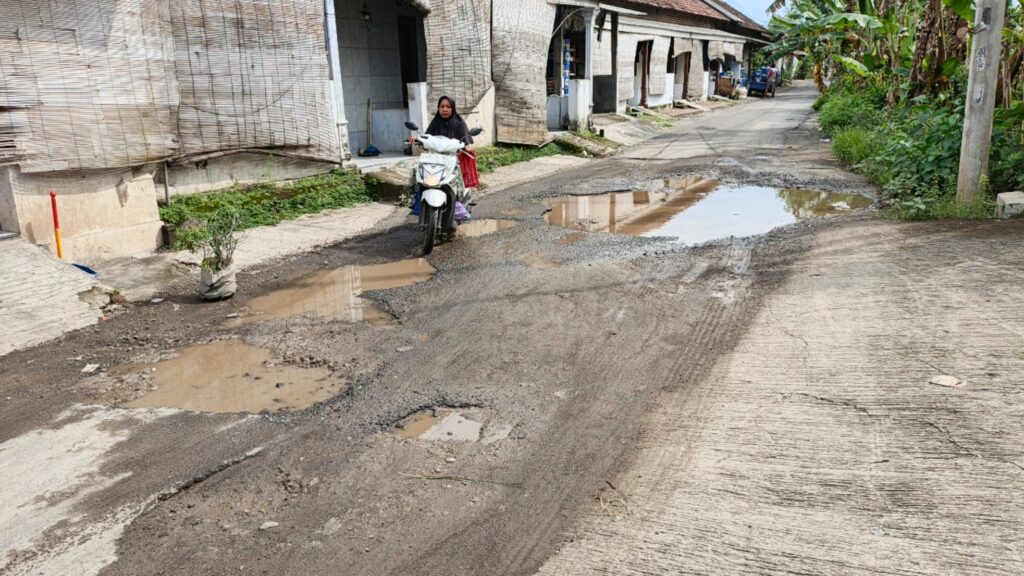 Jalan Desa Purwojati Rusak Parah, Akses Vital Warga Dipenuhi Kubangan Air